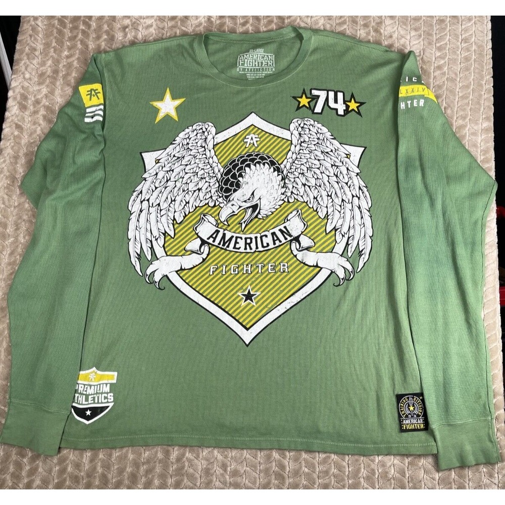 American Fighter Training Division Long Sleeve Green Shirt‎ Size 3XL